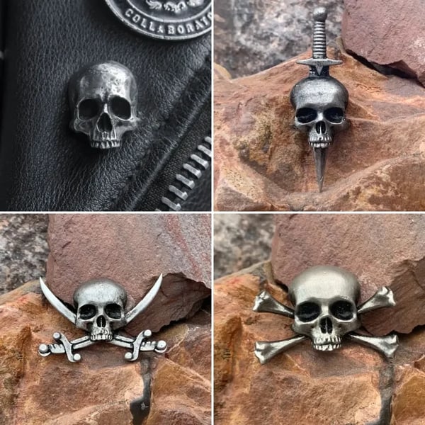 💀100% Handmade - 🔥Vintage Gothic Skull Brooch